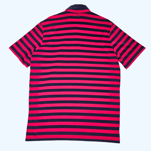 Greyson Polo Shirt Blue Red Mens Large Golf Striped Stretch Casual USA - Picture 3 of 7